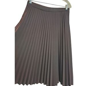 Brown Pleated Vintage Elastic Waist Skirt Size 16